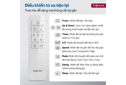 Máy điều hòa di động thông minh Fujihome PAC12N thế hệ mới (12.000BTU-1.5HP)