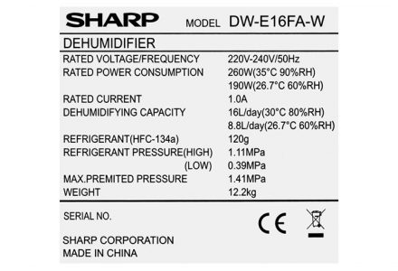 Máy hút ẩm Sharp DW-E16FA-W