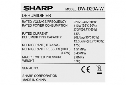 Máy hút ẩm Sharp DW-D20A-W