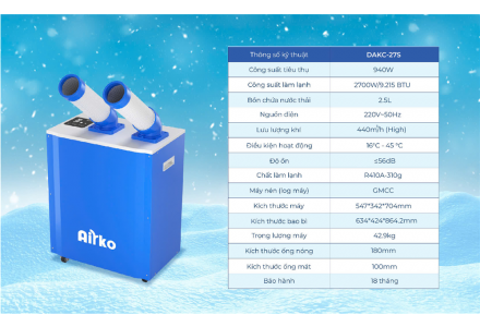Điều hòa di động công nghiệp Airko DAKC-27S New 2025
