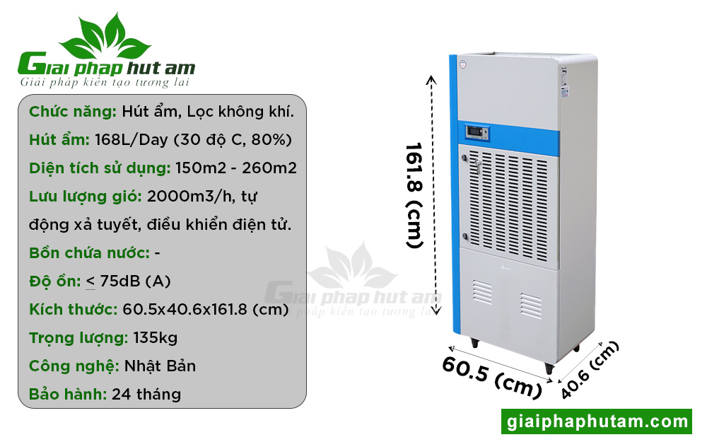 thông tin về Máy hút ẩm công nghiệp Fujihaia DH168BG