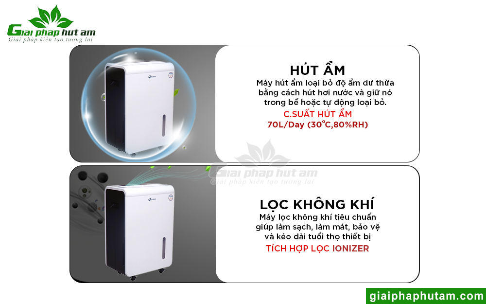 tính năng hút ẩm mạnh mẽ của Fujihaia DH70B
