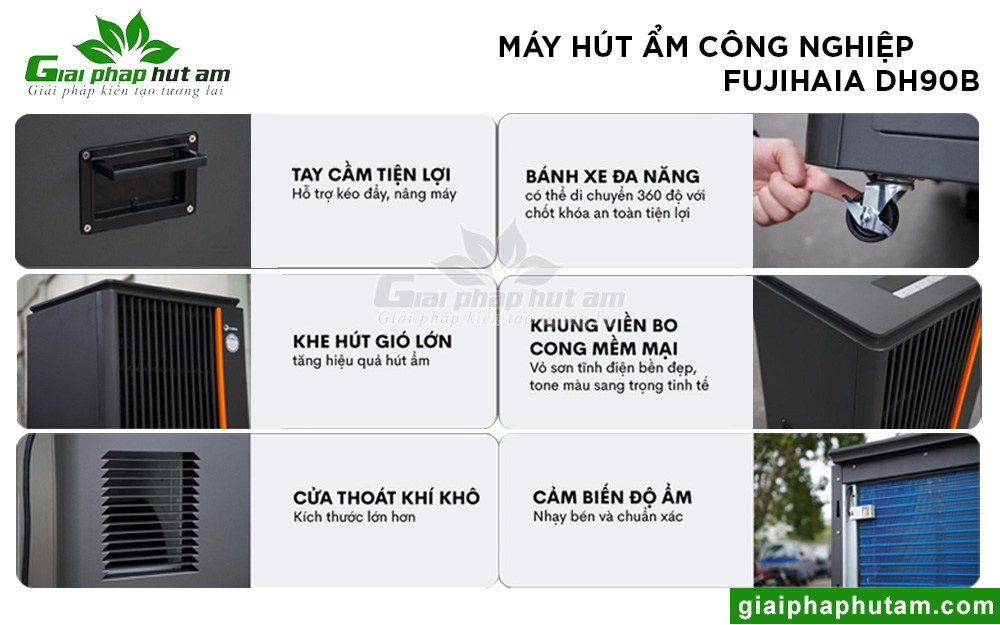 Máy hút ẩm công nghiệp FUJIHAIA-DH90B có thiết kế hiện đại