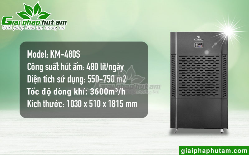 Thông số kỹ thuật máy hút ẩm Kosmen KM-480S