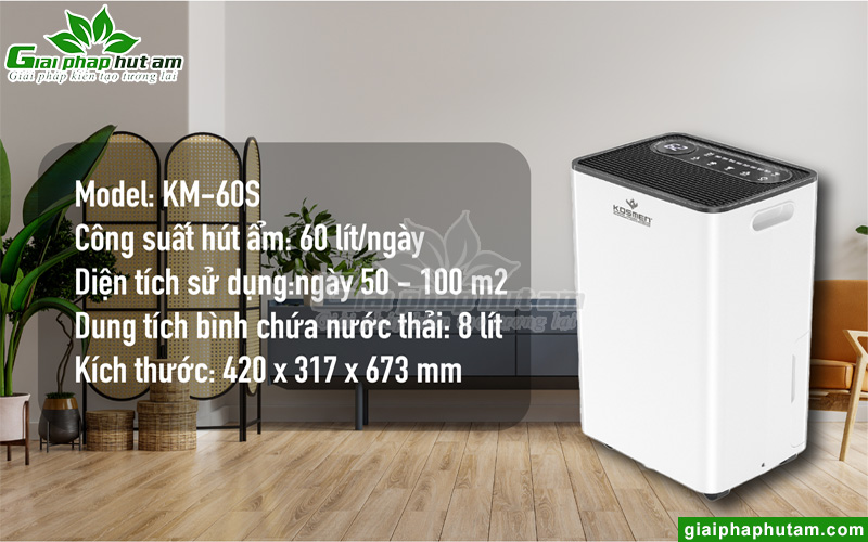 Thông số kỹ thuật máy hút ẩm Kosmen KM-60S
