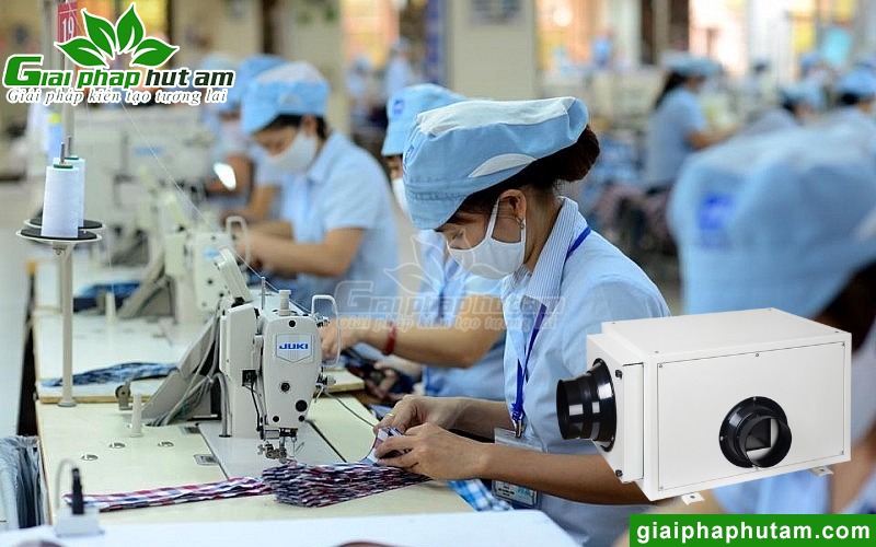 Trang bị máy hút ẩm treo trần cho xí nghiệp may mặc, giày da