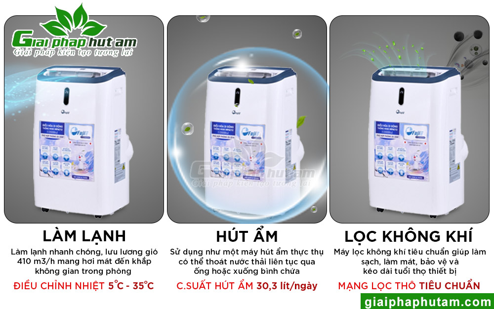 Máy lạnh di động FujiE MPAC12 được thiết kế đa tính năng, 4in1