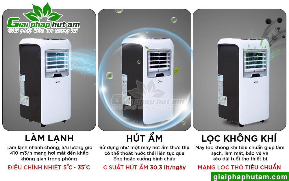 Máy lạnh mini di động FujiE MPAC12B đa chức năng cho cả 4 mùa