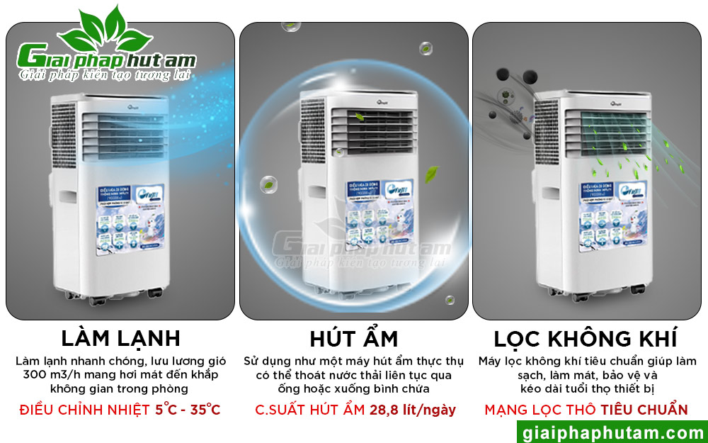 Máy lạnh di động FujiE MPAC9 với đa tính năng đi kèm