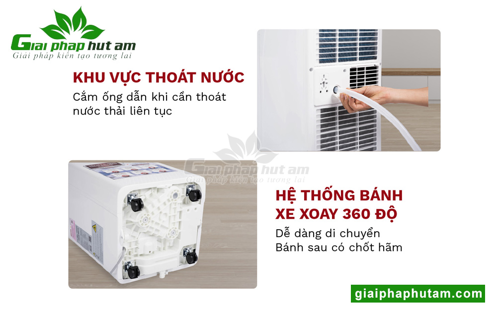 Máy lạnh di động Fujihome PAC12 nổi bật với thiết kế thông minh, di chuyển linh hoạt