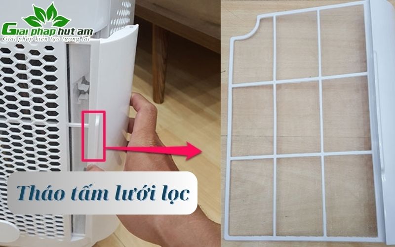 Cách tháo tấm lưới lọc để bảo dưỡng máy lạnh di động