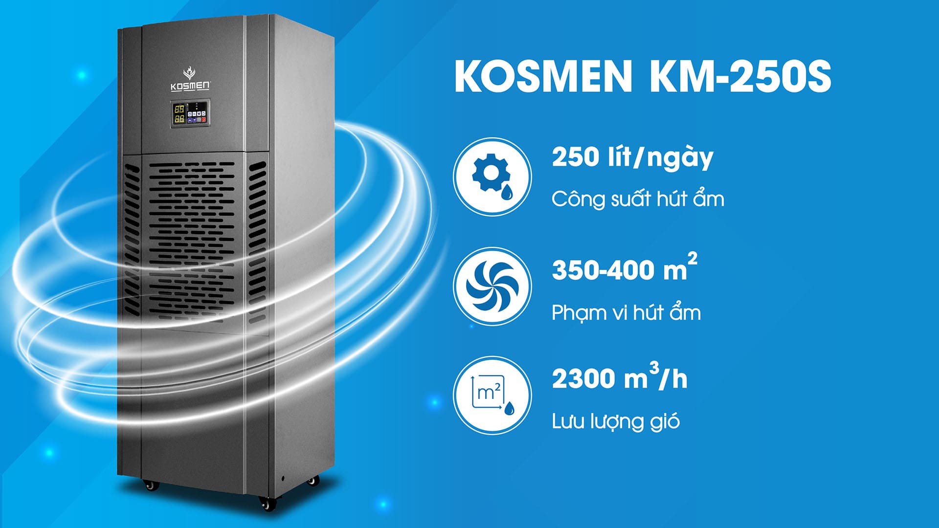 video review Máy hút ẩm công nghiệp Kosmen KM-250S (250 Lít/24h)