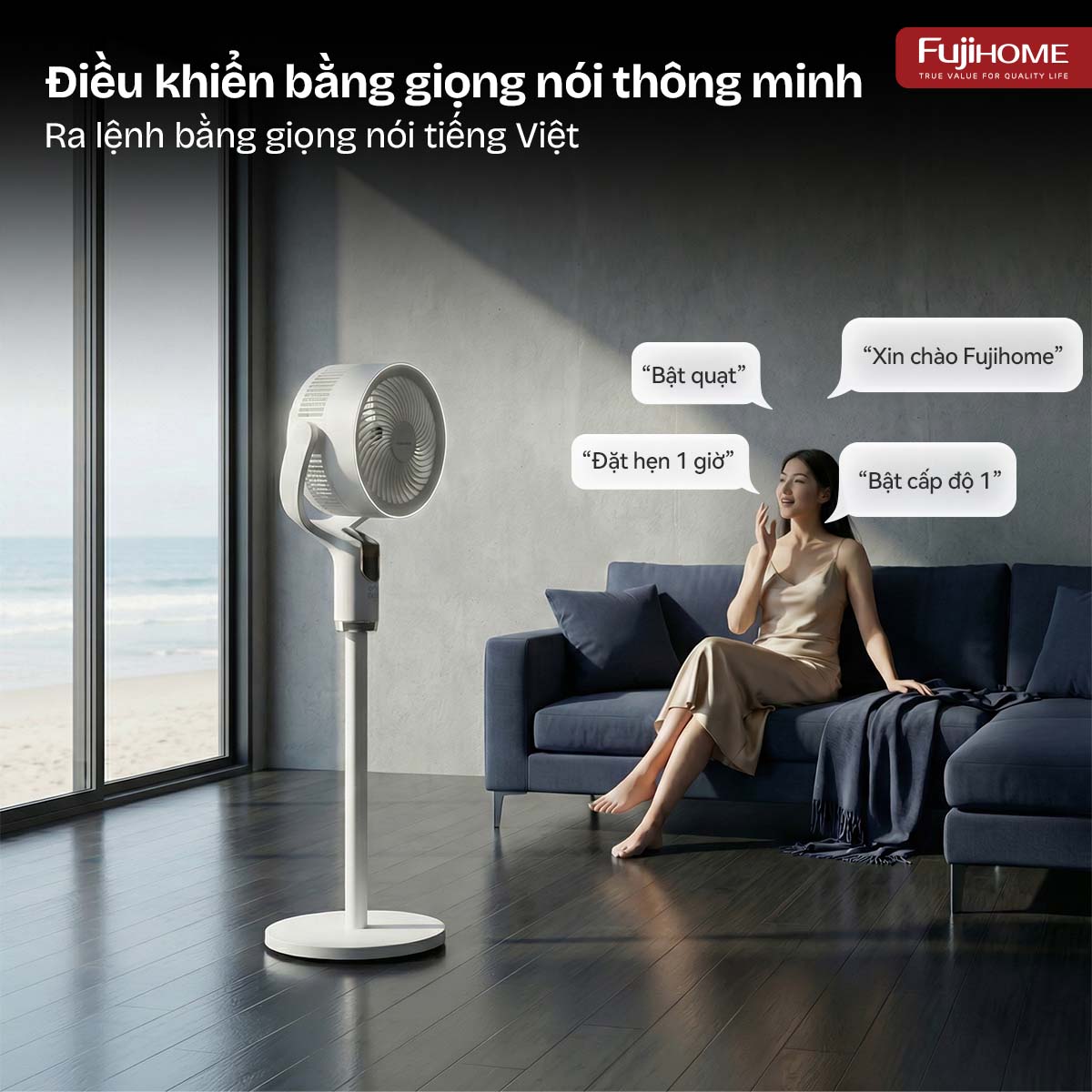 video review Quạt tuần hoàn không khí Fujihome CFR04-VOICE